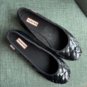 Hunter ballet flats rubber quilted Women’s Black Rain shoes size 8 Comfortable 8